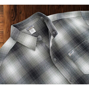 CALTOP Pewter Gray Ombre Old School Lowrider Chicano Biker Flannel Shirt XL NWOT